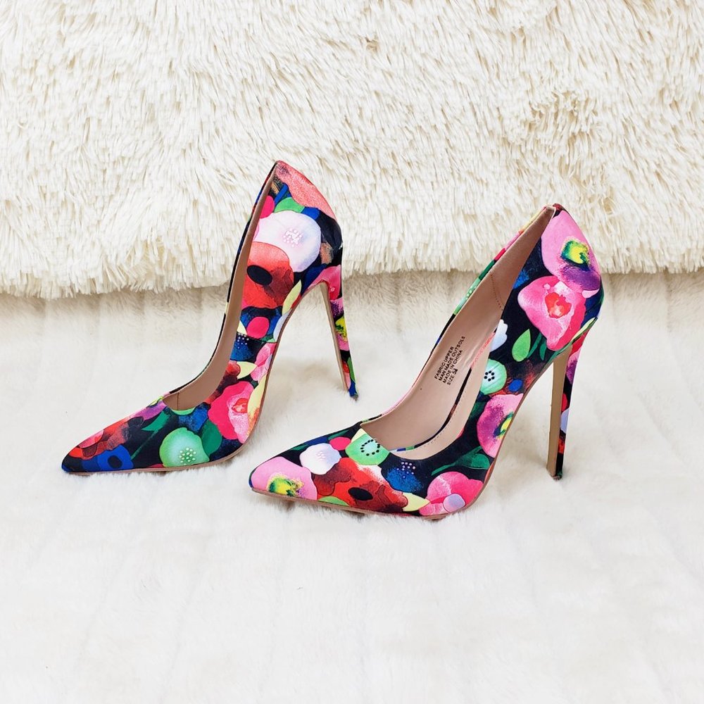 Multi Floral High Heel Pumps Slip On Shoes - Picture 9 of 9